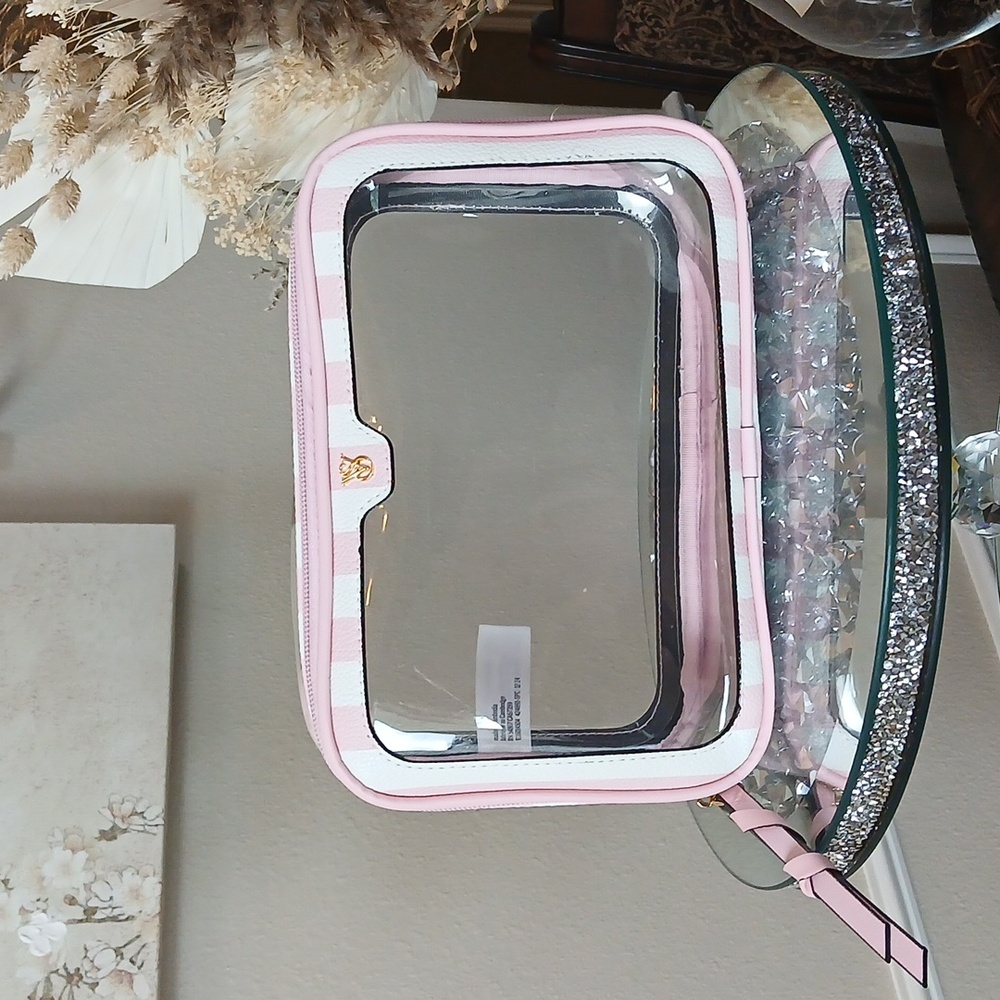 Victoria's Secret Heritage Stripes Pink Cosmetics Travel Bag - Picture 15 of 17